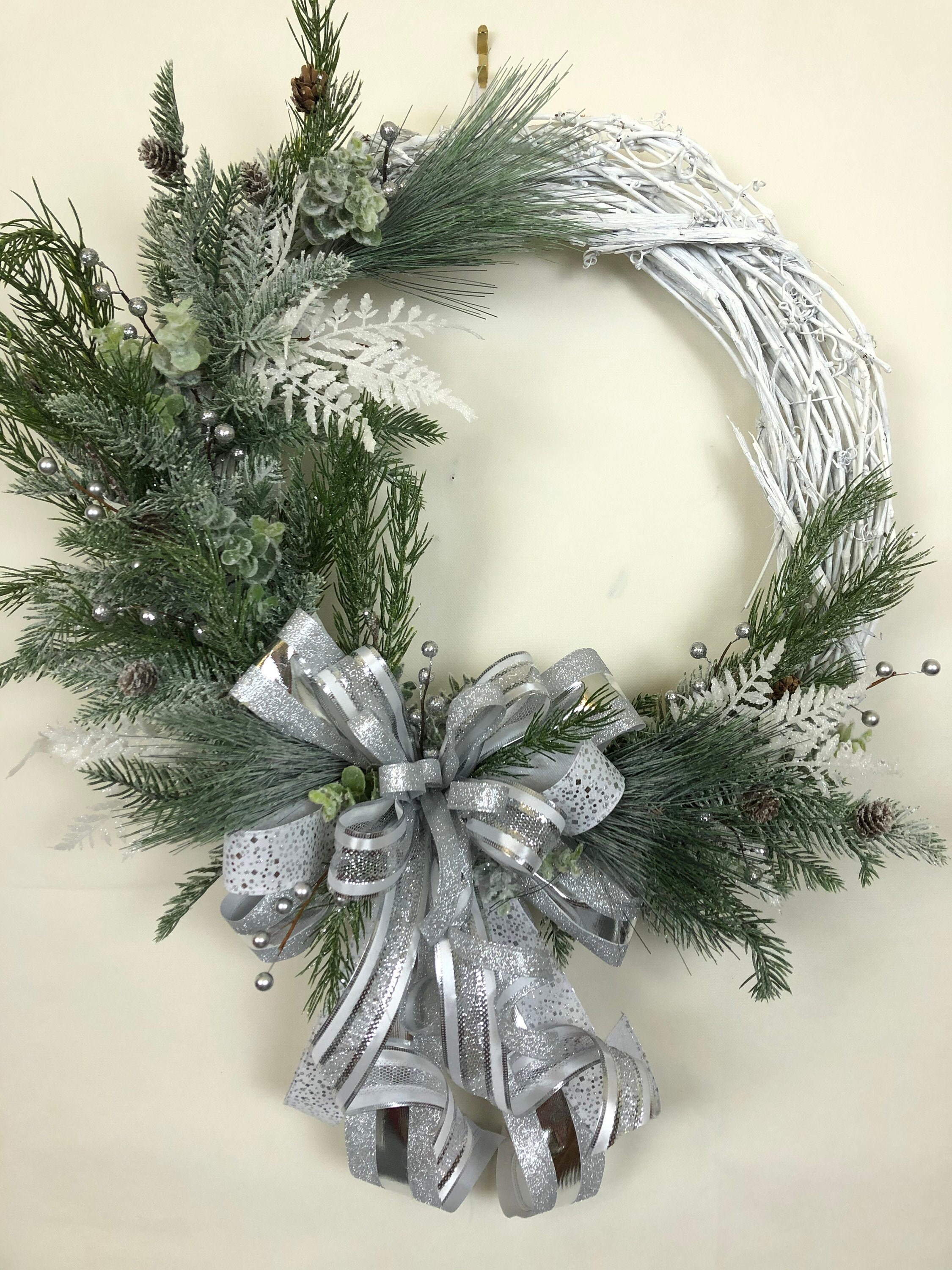 Silver And White Christmas Wreath 