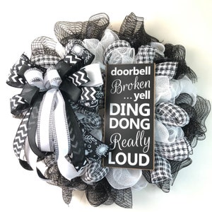 Black and White Mesh Wreath