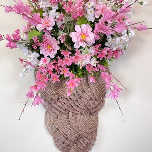 Burlap Basket of Flowers Wreath, door hanger image 5