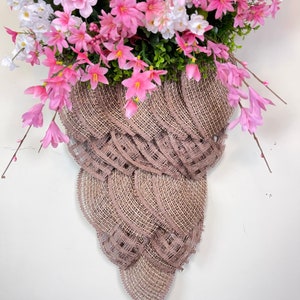 Burlap Basket of Flowers Wreath, door hanger image 2