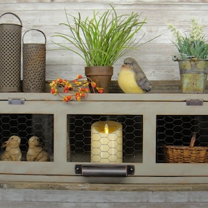 Farmhouse Chicken Wire Cubbie Cabinet