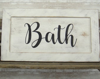 Bath Farmhouse Wooden Bathroom Sign