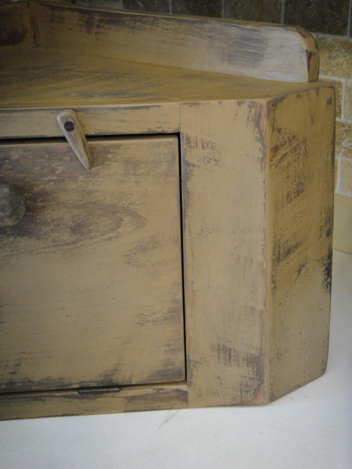 Rustic Countertop Corner Bread Box Etsy