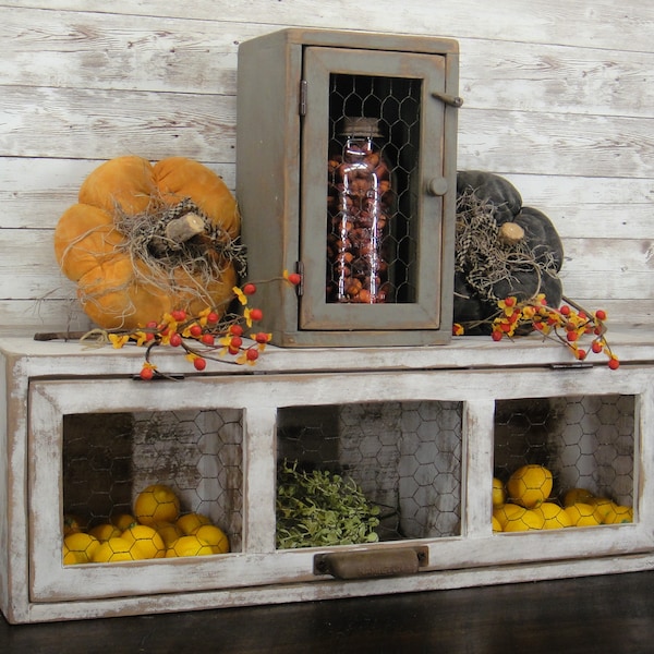 Farmhouse Chicken Wire Cubbie Cabinet