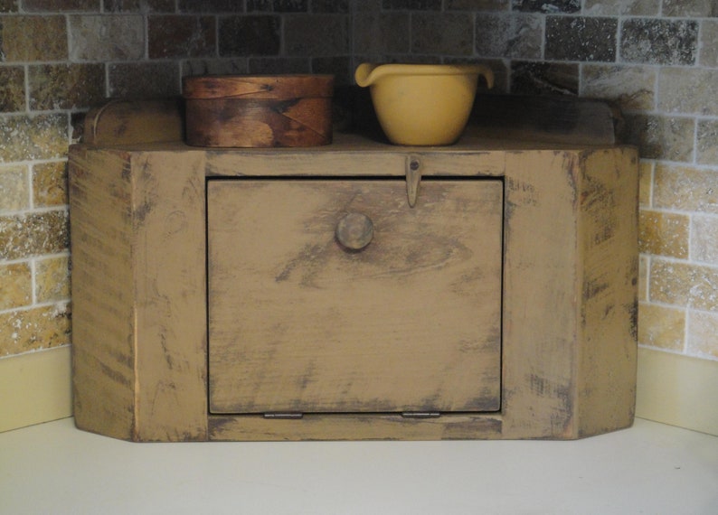 Rustic Countertop Corner Bread Box Etsy