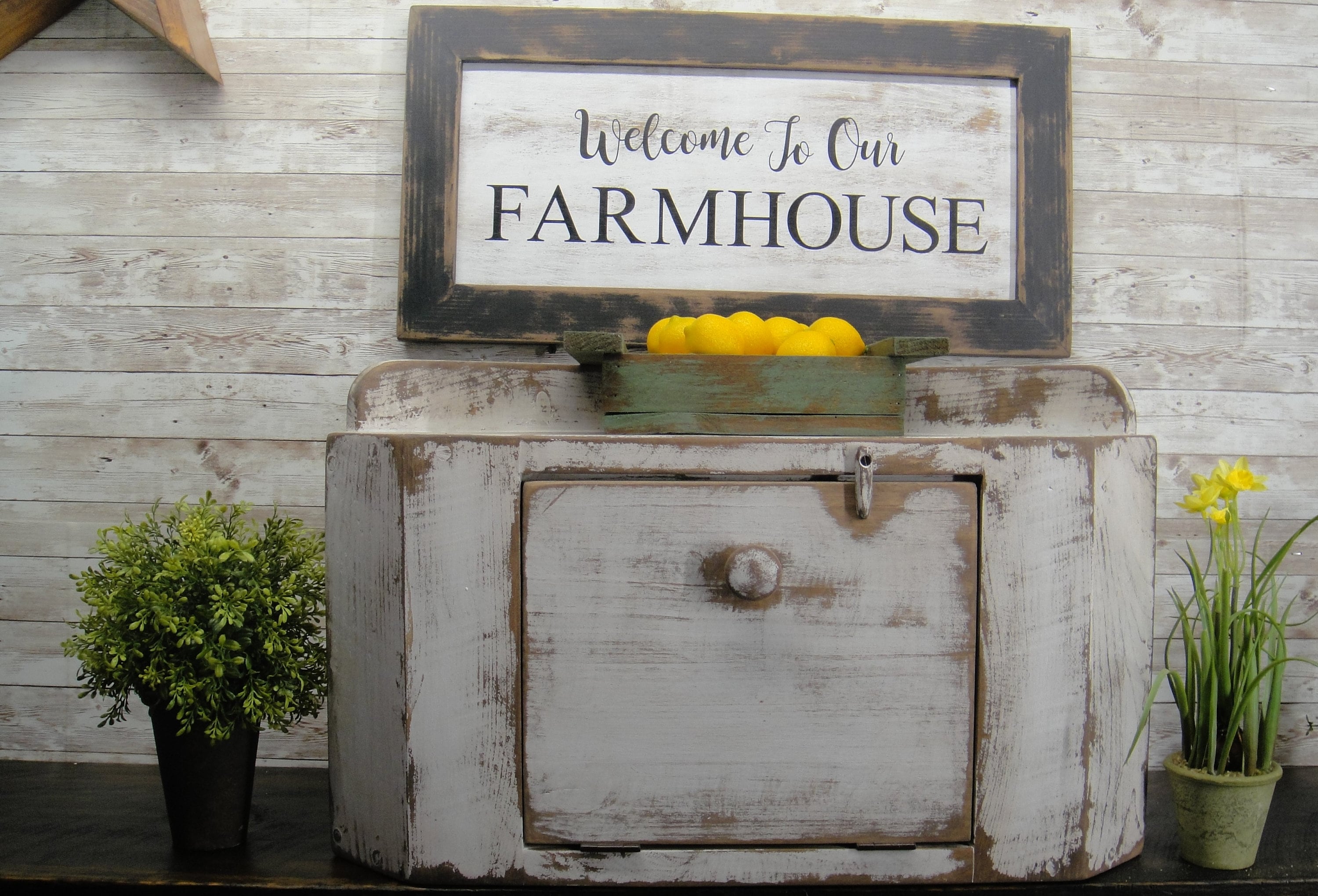 Rustic Countertop Corner Bread Box Etsy