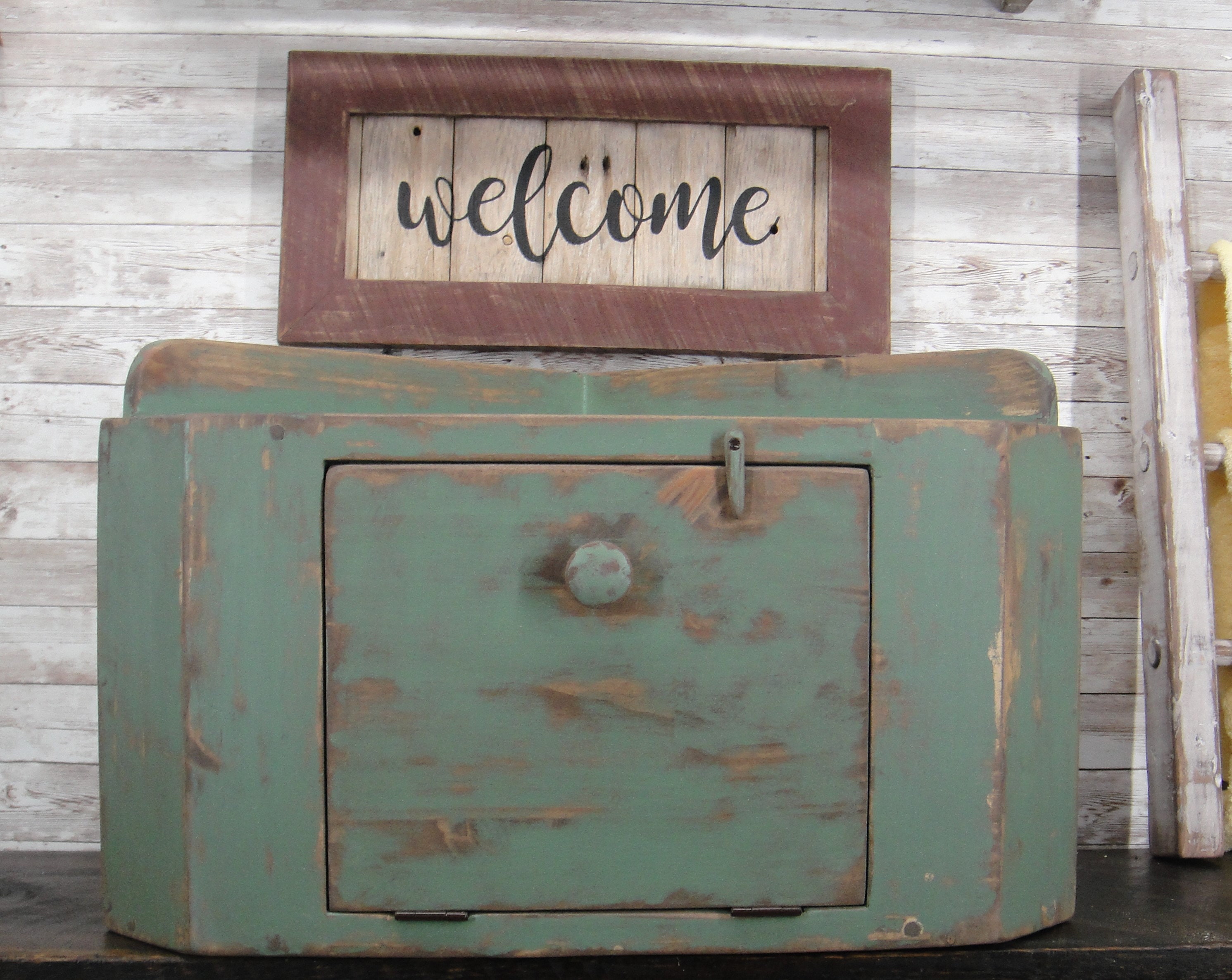 Rustic Countertop Corner Bread Box Etsy Canada