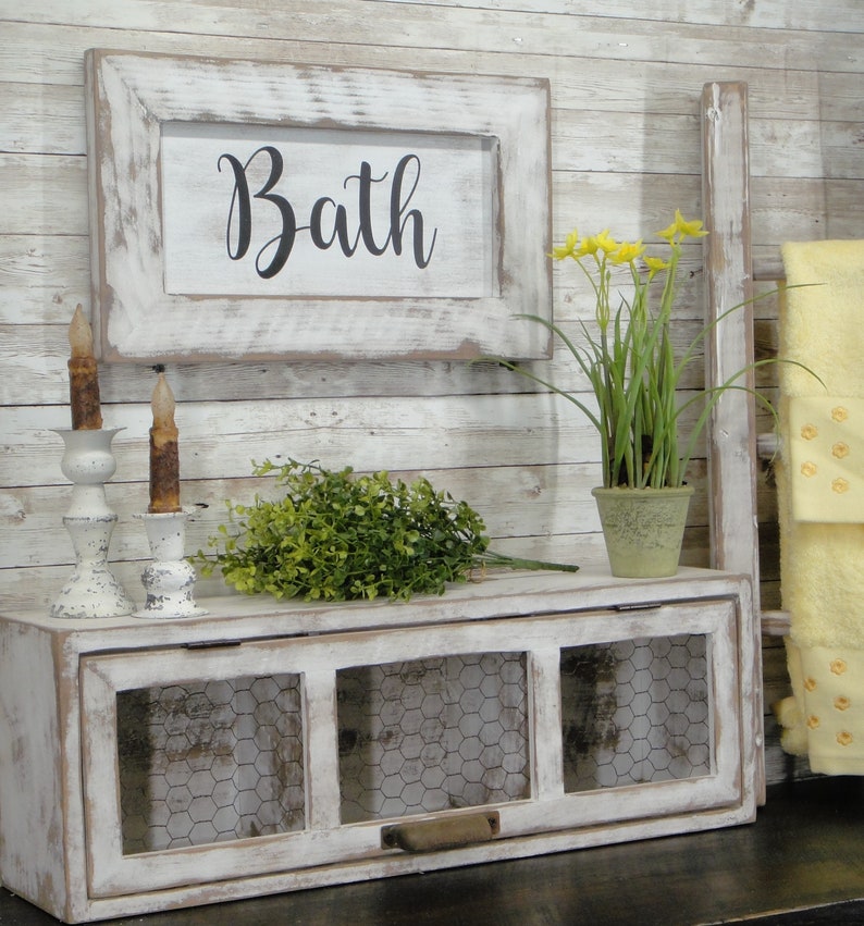 Bath Hand-Made Farmhouse Bathroom Sign image 1