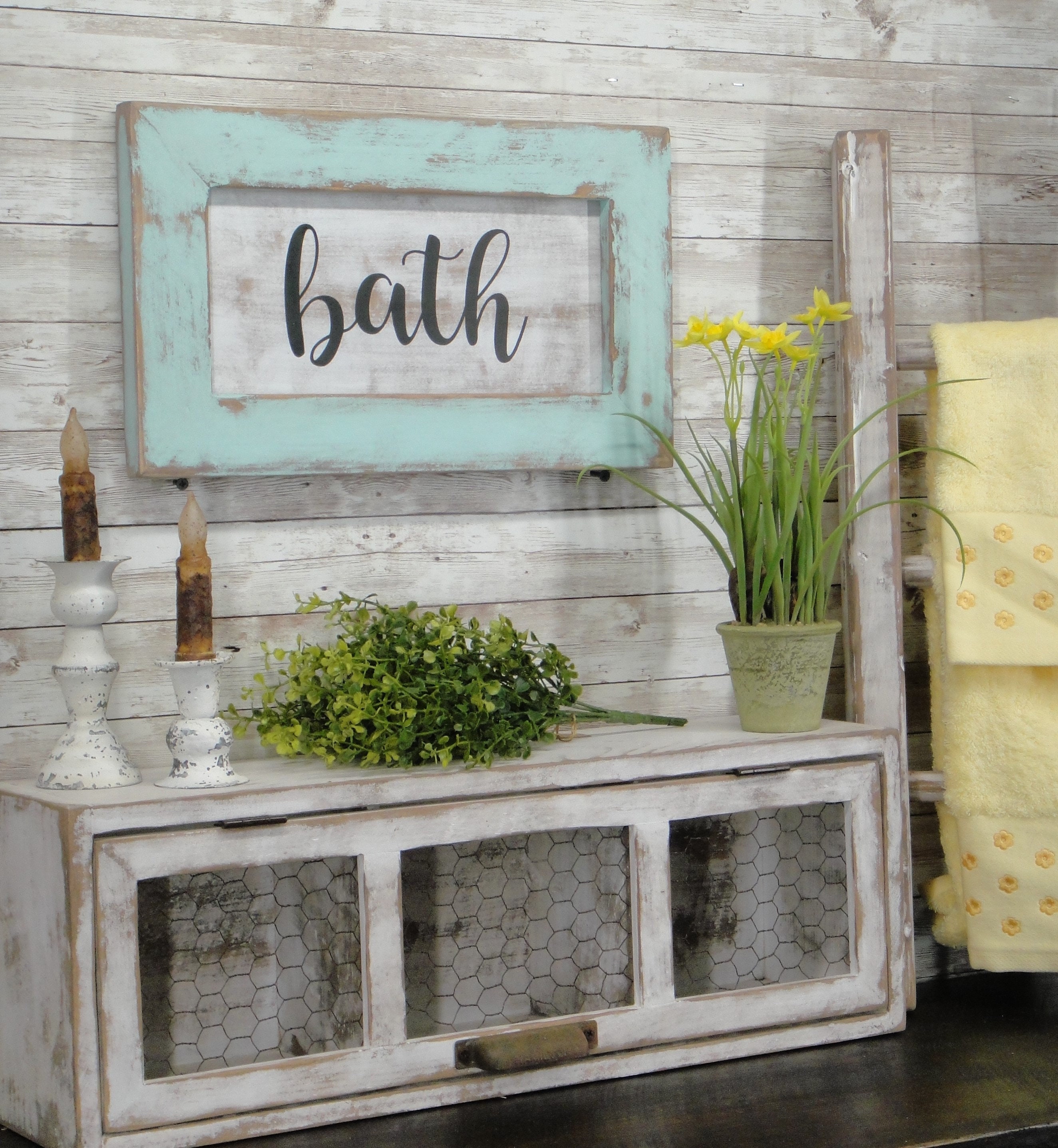 Bath Hand-made Farmhouse Bathroom Sign - Etsy