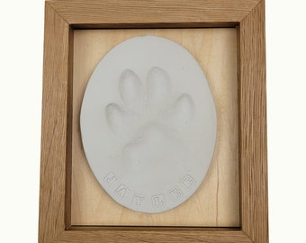 Wooden Pet Paw Imprint  shadow box made from Oak