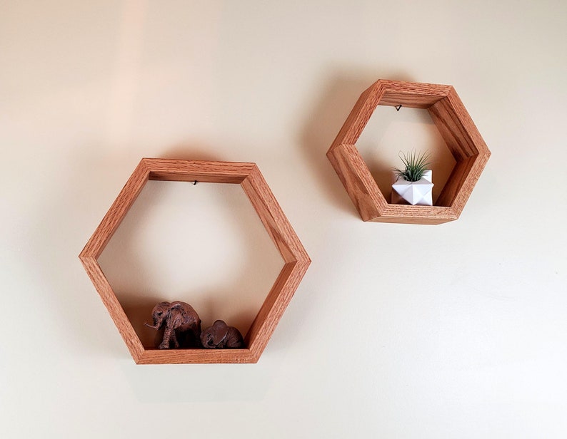 Set of 3 Hexagon Shadow Boxes Made From Oak Etsy