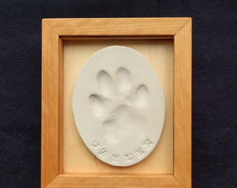 Wooden Pet Paw Imprint  shadow box made from Cherry