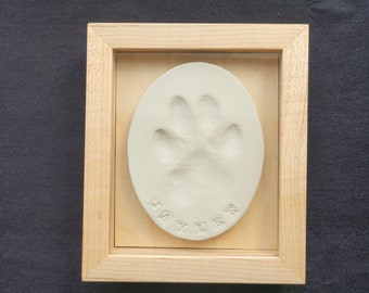 Wooden Pet Paw Imprint  shadow box made from Maple