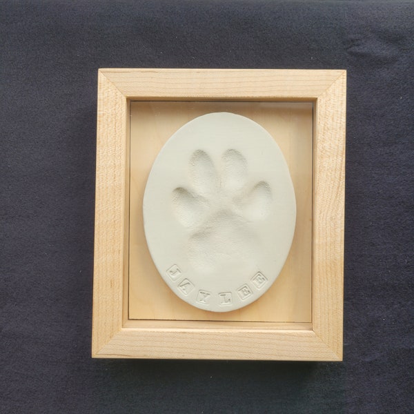 Wooden Pet Paw Imprint  shadow box made from Maple