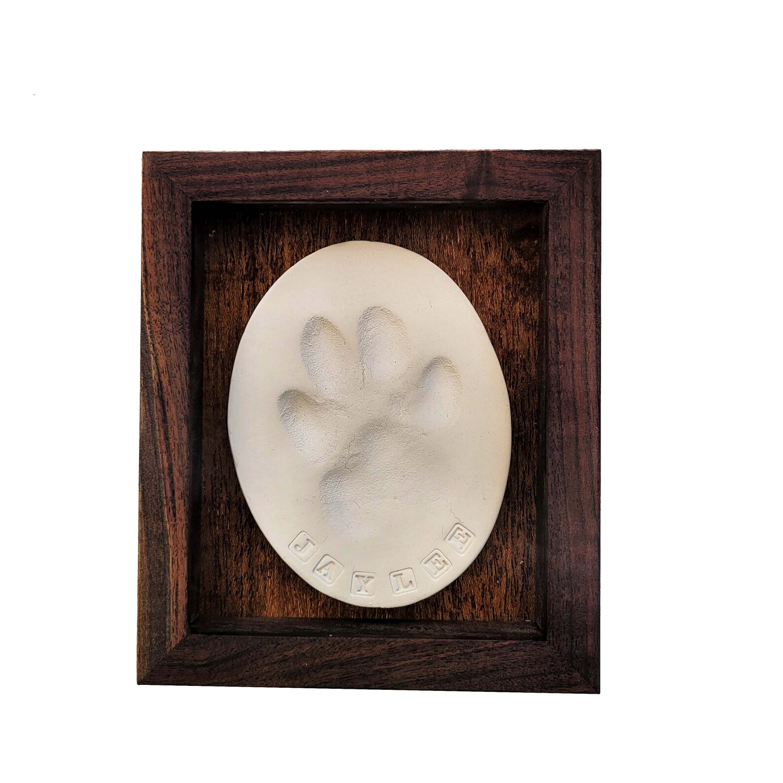 Wooden Pet Paw Imprint shadow box made from Walnut Etsy