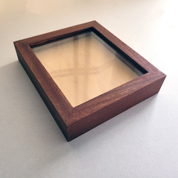 Wooden Pet Paw Imprint  shadow box made from Mahogany