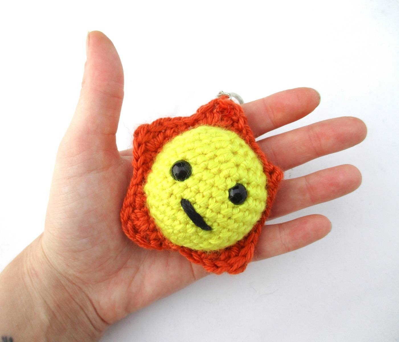 Yellow Sun Charm Crochet Keychain Amigurumi Sun, Zipper Pull, Sun Thing