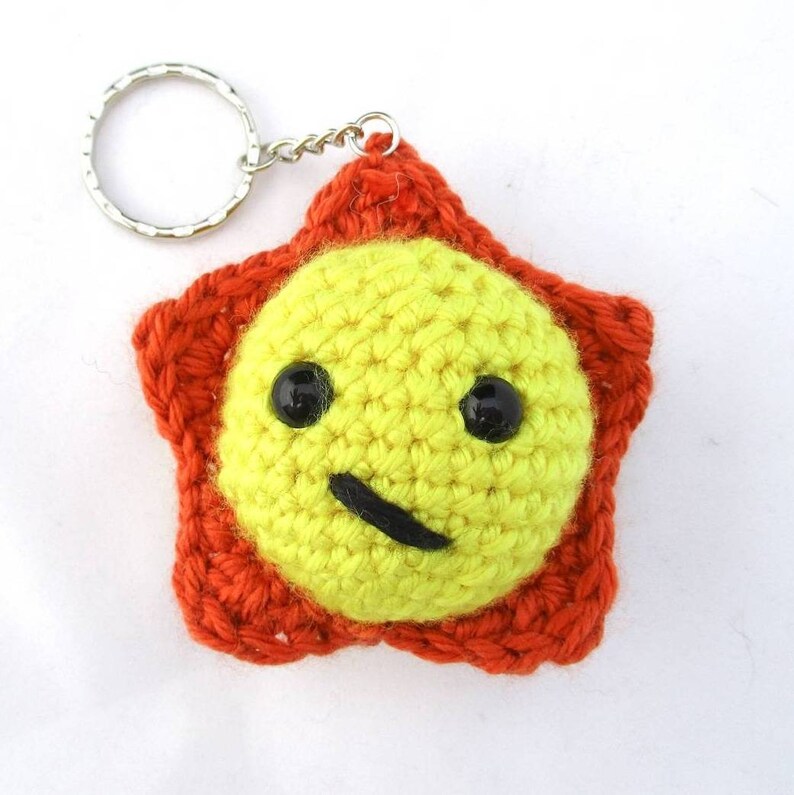 Yellow Sun Charm Crochet Keychain Amigurumi Sun, Zipper Pull, Sun Thing