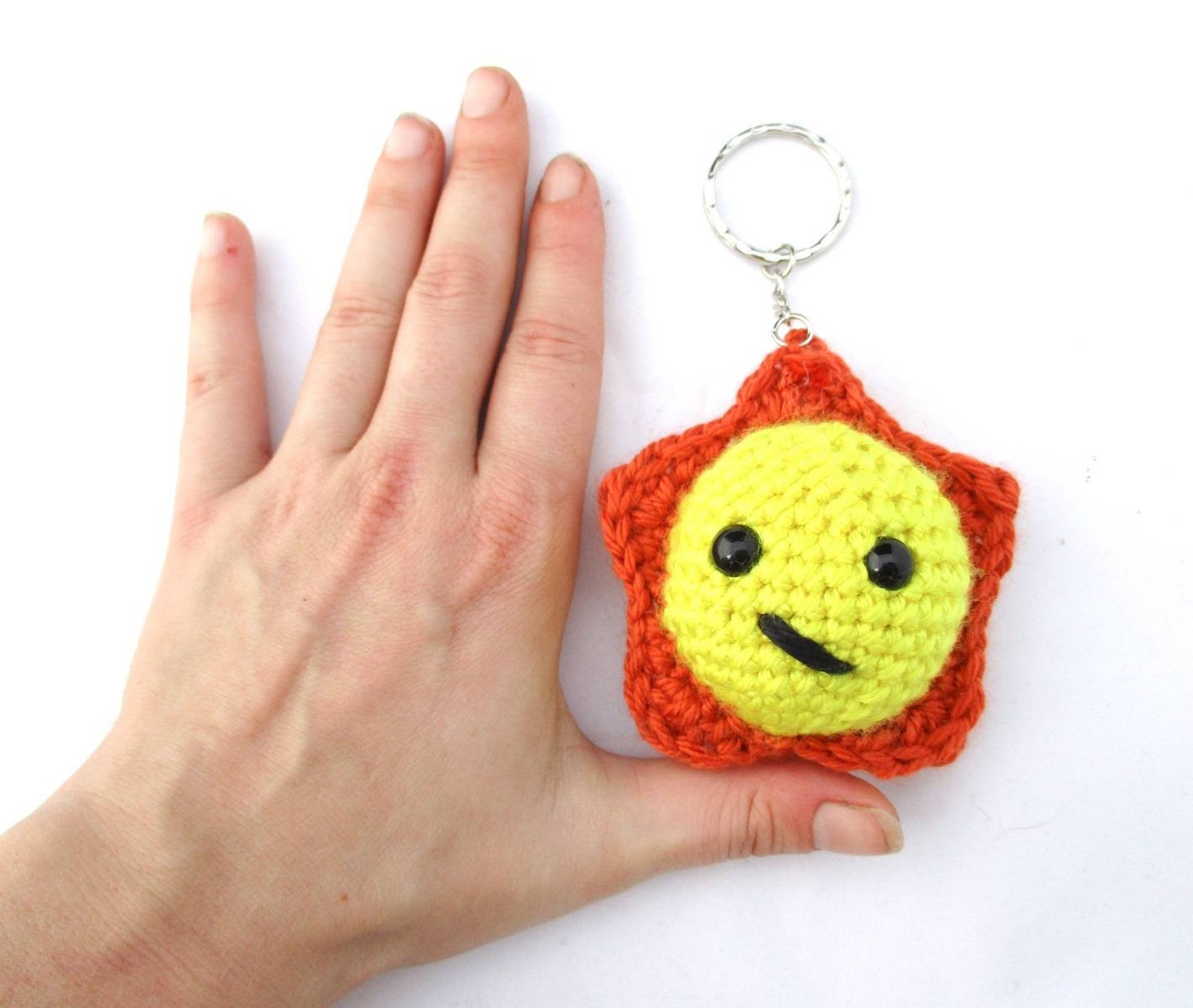 Yellow Sun Charm Crochet Keychain Amigurumi Sun, Zipper Pull, Sun Thing