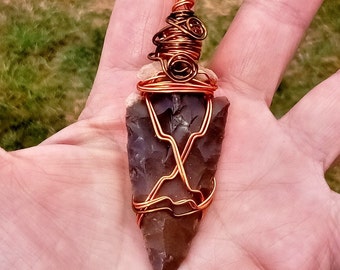 Woodland Brown Agate Hand-Knapped Arrowhead Pendant/Choose Your Necklace/Primal/Tribal/Hippie/Boho/Protection/Grounding/Strength