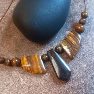 Tigers Eye Beaded Necklace, Tigers Eye Necklace, Gift for Man, Gift for Woman, Tigers Eye