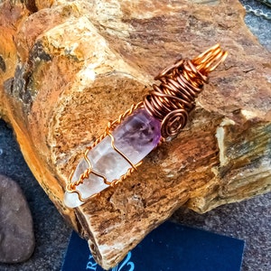 Amethyst In Quartz Wire Wrapped Pendant/Choose Your Necklace/Boho/Tribal/Hippie/Amethyst Necklace/Sobriety/Discipline/Self-Control/Healing