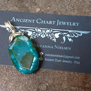 Wire Wrapped Dragon Vein Agate, Blue Green Dragon Vein Pendant, Gift for Him, Gift for Her, Dragon Vein Jewelry