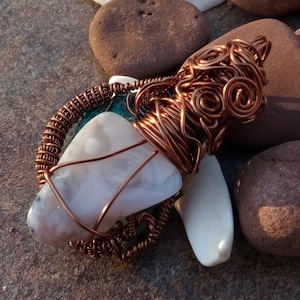 Wire Wrapped Pendant, Agate, Jasper, Gift for Him, Gift for Her, Agate Necklace, Wire Sculpture, Unique