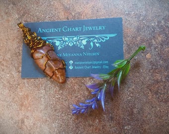 Versteinertes Holz Anhänger, Vintage Bronze Wire Wrapped Halskette