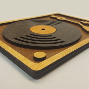 RETRO Vinyl Record Player Wall Art Laser Cut Wood Vintage Music Turntable Wall Decor Lightweight Ready to Hang image 3
