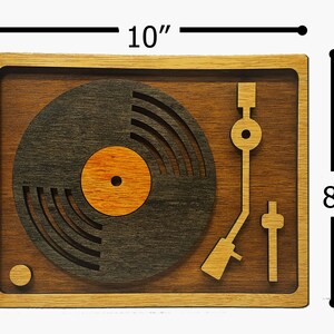 RETRO Vinyl Record Player Wall Art Laser Cut Wood Vintage Music Turntable Wall Decor Lightweight Ready to Hang image 2