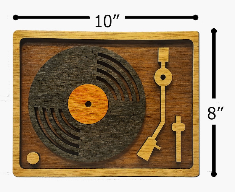 RETRO Vinyl Record Player Wall Art Laser Cut Wood Vintage Music Turntable Wall Decor Lightweight Ready to Hang image 2