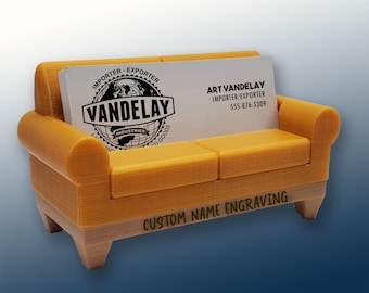 Couch Business Card Holder - Personalize with Engraving - Multiple Color Options - 3d printed - Therapist/Office/Home Decorator Gift