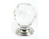 30mm 39 Stacey 39 Clear Cut Glass Knob Crystal Effect With Polished Chrome Base , Cupboard Door Knob or Dresser Drawer Pull