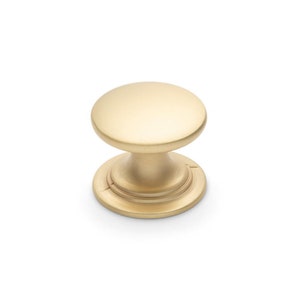 Satin Brass Finish Drawer Cabinet Knob Handle, 38mm Diameter, Cupboard Door Knob or Dresser Drawer Pull