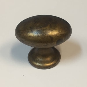 Antique Brass Bronze Finish Drawer Cabinet Aged Oval Knob Handle, 40mm Diameter, Cupboard Door Knob Dresser Drawer Pull