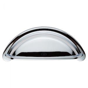 Polished Chrome Drawer Cabinet Cup Handle, 76mm Fixing Centres, Cupboard Door Knob or Dresser Drawer Pull