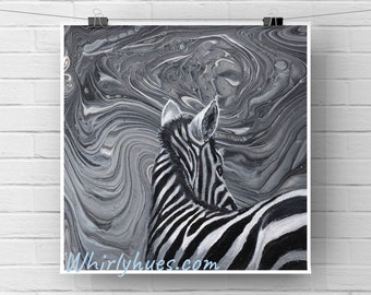 Zebra Abstract Original Art Print Black and White Wall art home decor various sizes