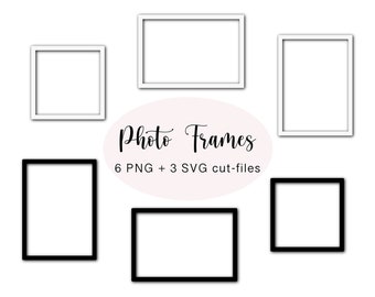 Digital Photo Frames Cliparts | 6 Transparent PNG Files + 3 SVG Cut Files | Digital Stickers Compatible With GoodNotes | Commercial Use