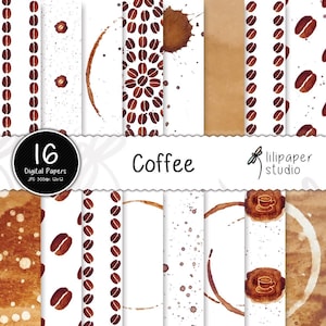 Kaffeebohnen Digitales Papier: Flecken & Spritzer, 12x12 JPEG (Kommerzielle Nutzung)
