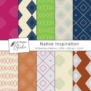Aztec Digital Paper: 10 Native Seamless Backgrounds (12x12 JPEG Files)
