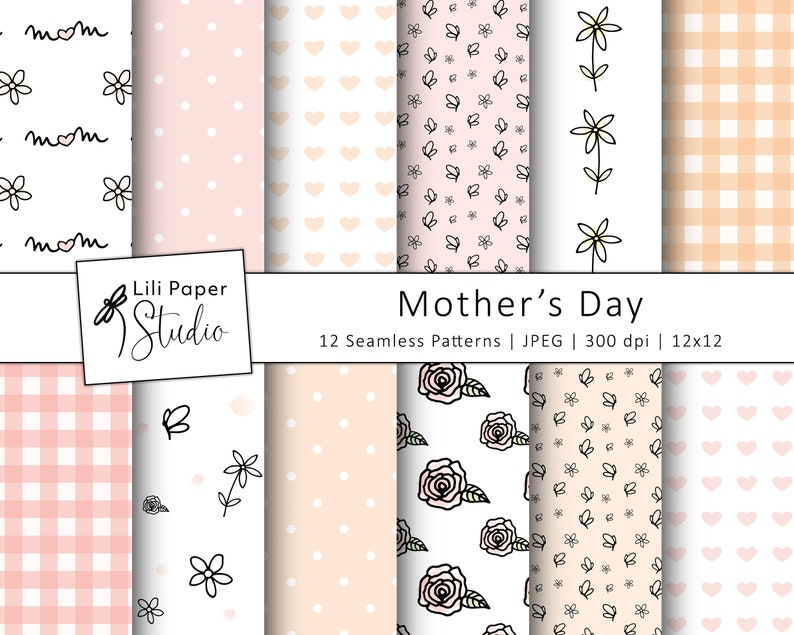 Mother's day digital papers seamless mother's day image 1