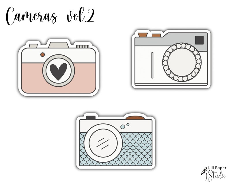 Cute Cameras Cliparts Camera Stickers Digital Download 6 Etsy