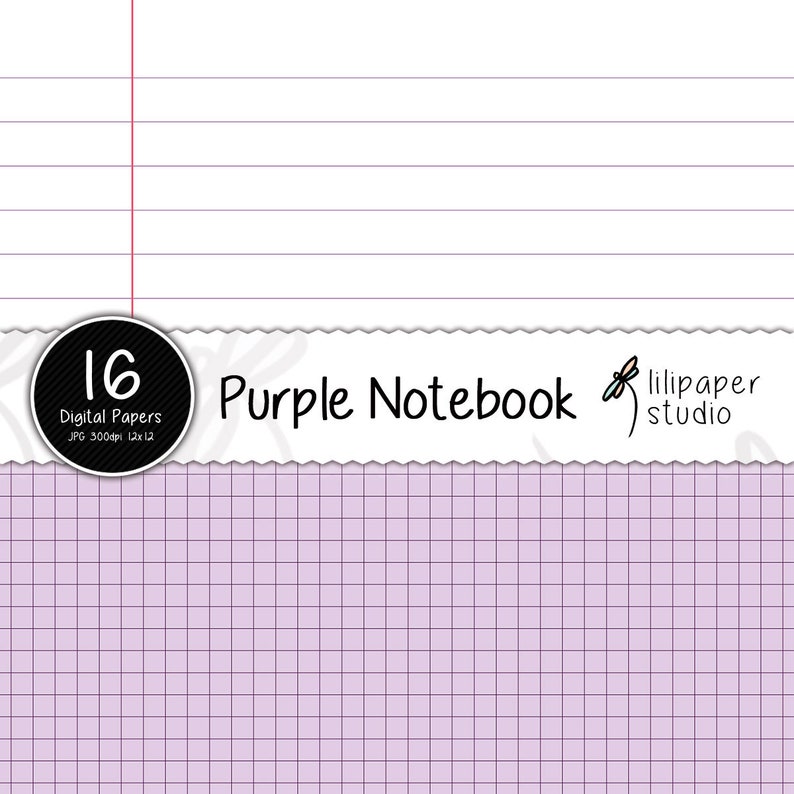 Purple Notebook Digital Papers Purple Diary Pages Scrapbook - Etsy