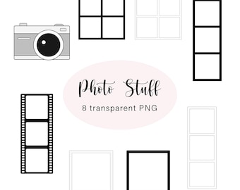 Picture Frames, Film And PhotoBooth Digital Stickers – 8 PNG – For GoodNotes & Commercial Use
