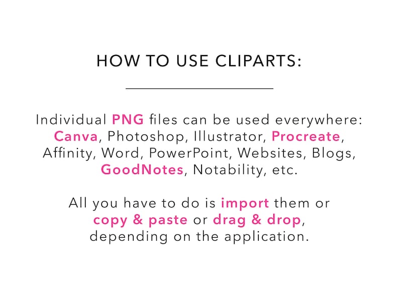 How to use cliparts (Canva, Procreate, GoodNotes, etc.)