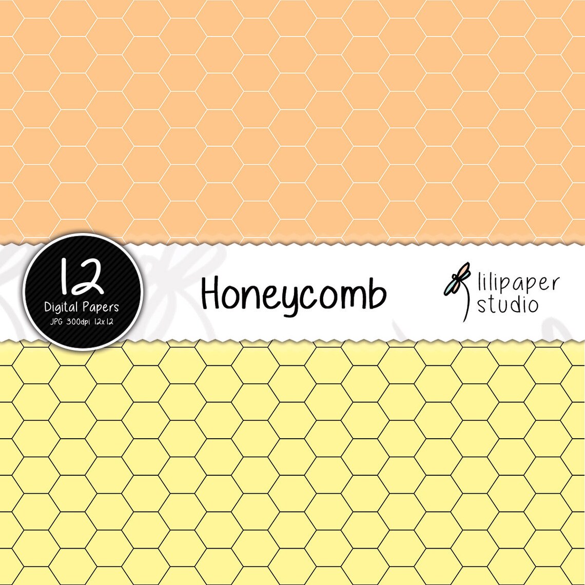 Digital Papers Orange & Yellow Hexagonal Scrapbook Etsy