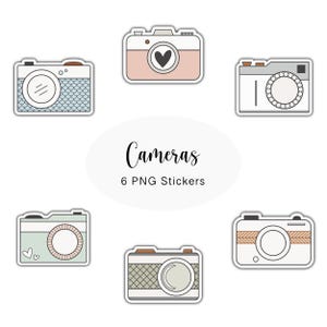 Clipart da câmera Boho: adesivos PNG retrô para GoodNotes (uso comercial)