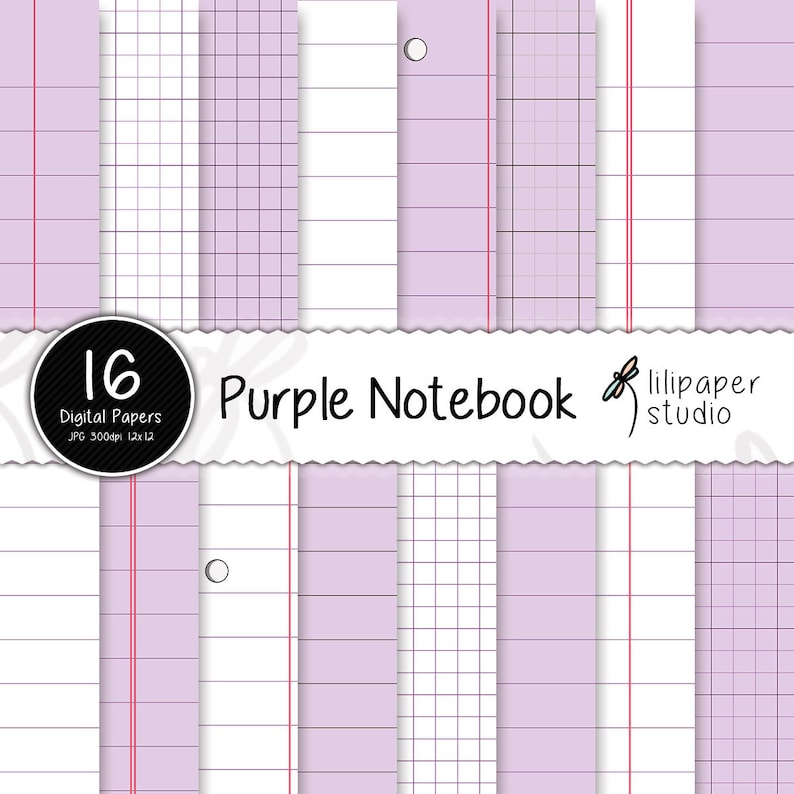 Purple Notebook Digital Papers Purple Diary Pages Scrapbook - Etsy