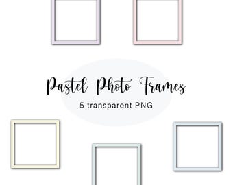 Pastell Bilderrahmen Cliparts: Digitalfoto-Aufkleber (5 PNG-Dateien)